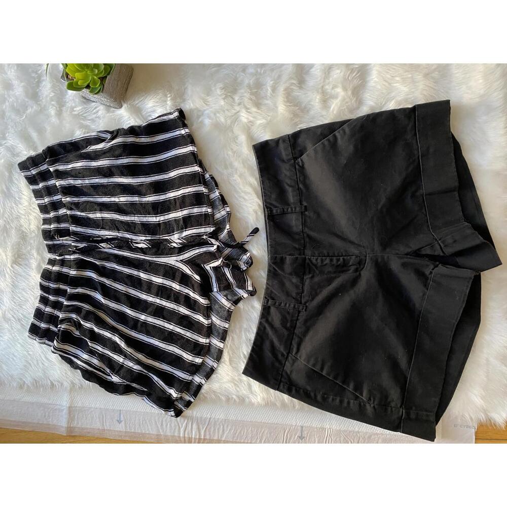 Bundle of Women's Shorts - Striped and Solid Black